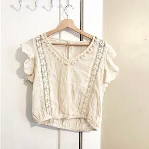 Tularosa cream crochet detail top slightly cropped